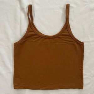 ARQ Toffee Camisole Crop Tank Organic Cotton Large